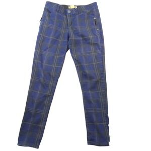 Democracy Womens Blue Plaid Ab Technology Skinny Pants Size 10 Zipper Pockets